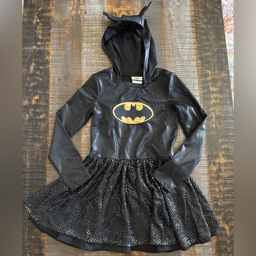 Batman Batgirl Costume Dress with Sequin Skirt Medium Size 7/8